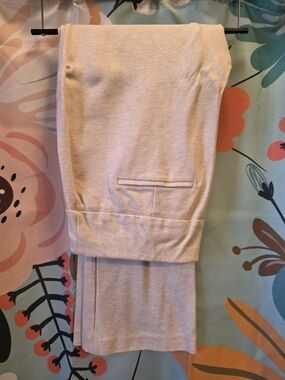 Express Beige Sweatpants with Black Logo Tag